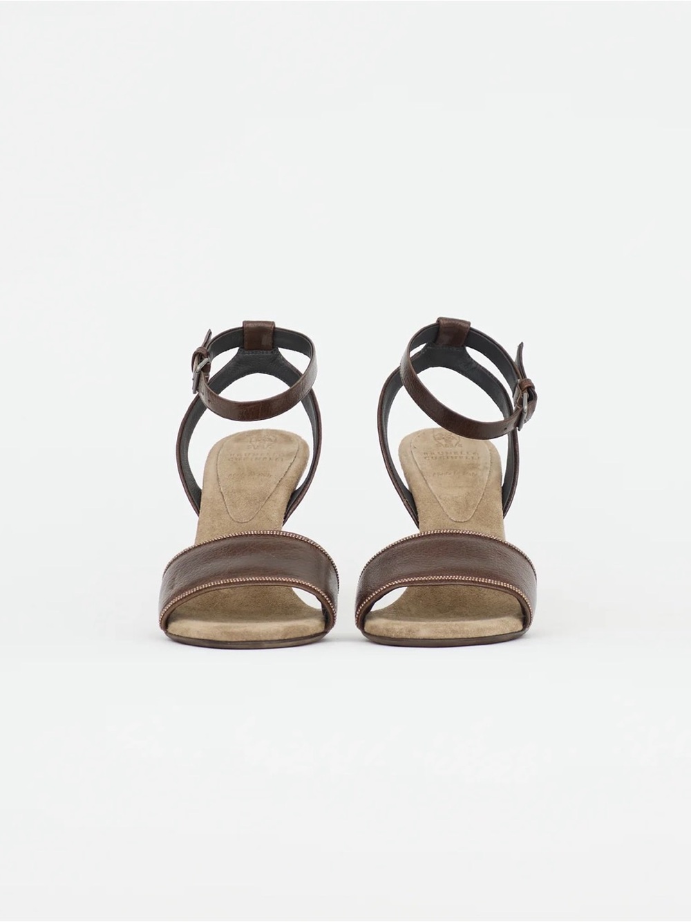 NWT Brunello Cucinelli Dark Brown Goat Leather Monili Sandal SIZE IT 35 (US 5) - Picture 2 of 14